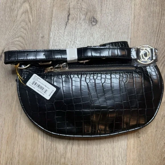 Bebe Womens Josephine Croco Sling Belt Bag Fanny Pack Faux Croc Christmas Nwt - Picture 2 of 4